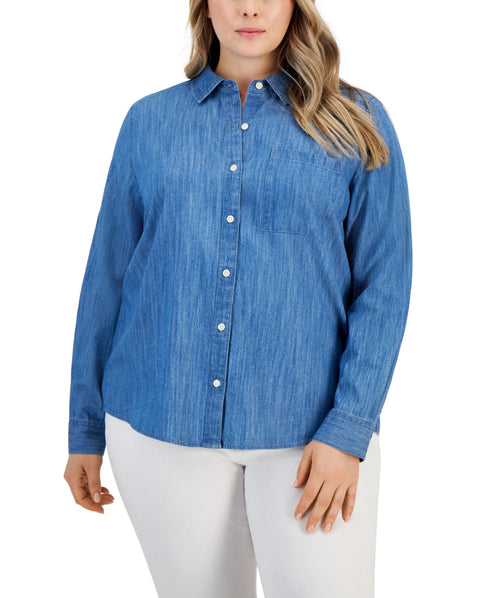 Plus Size Perfect Chambray Shirt